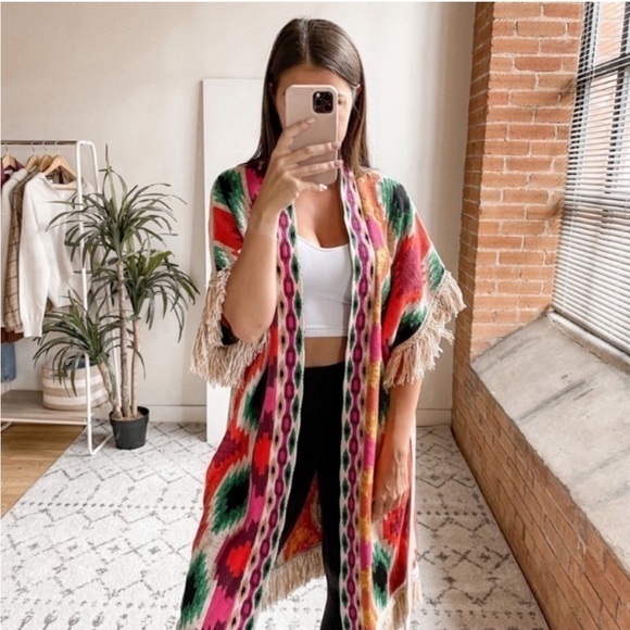 Alice + Olivia Cardigan Jacket Maibella Fringe Wool-Blend